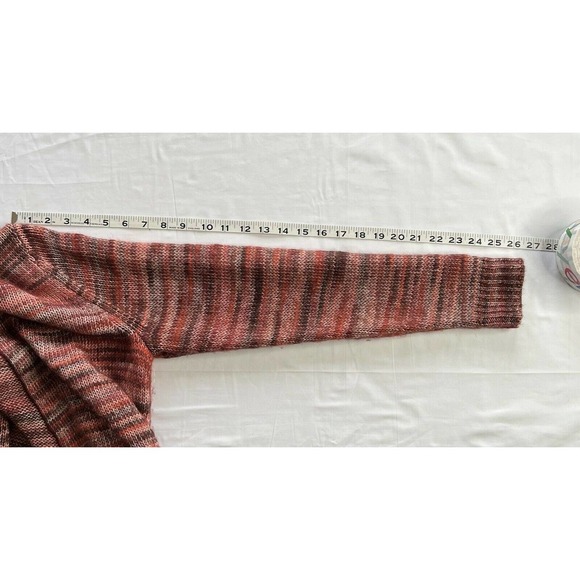 Chicos Size 1 Womens Long Open Cardigan Cotton Acrylic Orange Multi Preowned​ - Picture 4 of 8